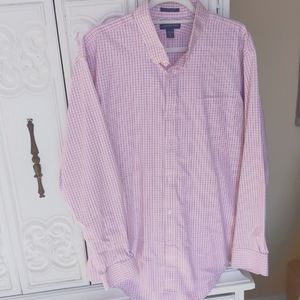 Lands End Men's tailored fit pinpoint oxford blue/ burgundy/pink 100% cotton